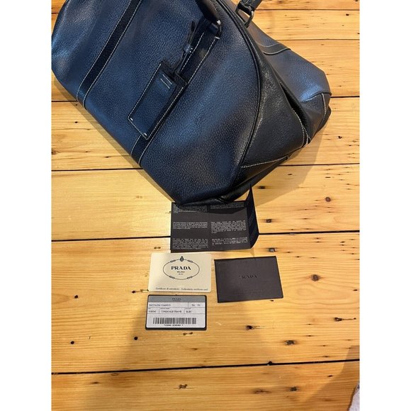 Prada CINGHIALE TRAVE Leather Duffle Weekend Bag. Stylish Tote Travel Bag - Picture 7 of 8